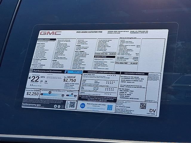 New 2026 GMC Acadia Elevation w/ Elevation Premium Package FWD image 19