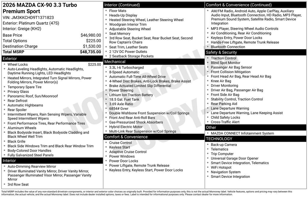 New 2026 MAZDA CX-90 3.3 Turbo w/ Premium Sport Pkg image 2