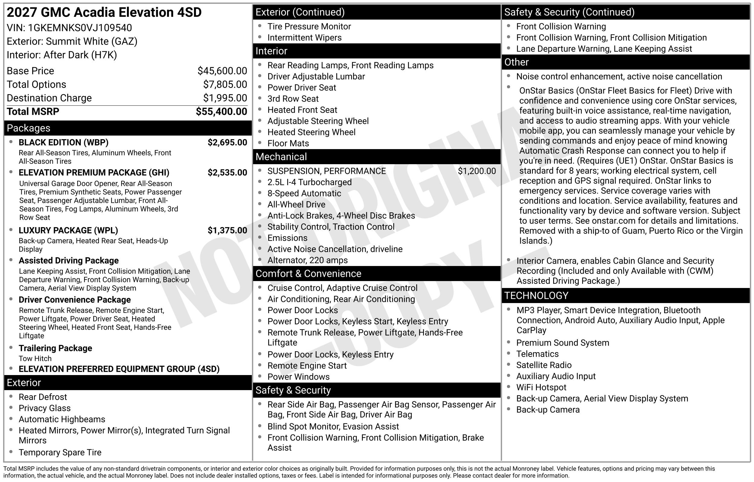 New 2027 GMC Acadia Elevation w/ Black Edition AWD/4WD image 46