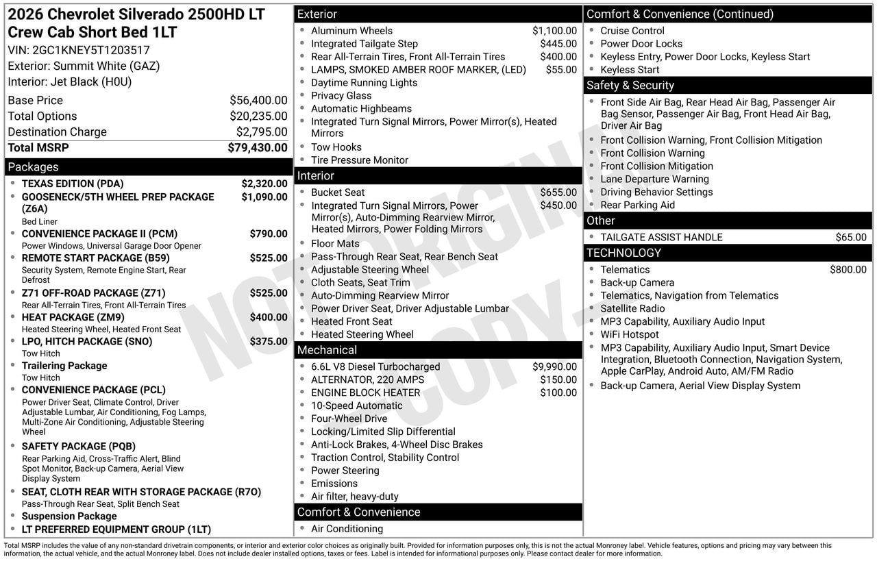 New 2026 Chevrolet Silverado 2500 LT w/ Texas Edition AWD/4WD image 4