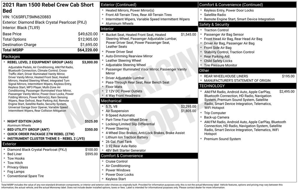 Used 2021 RAM 1500 Rebel w/ Rebel Level 2 Equipment Group AWD/4WD image 37
