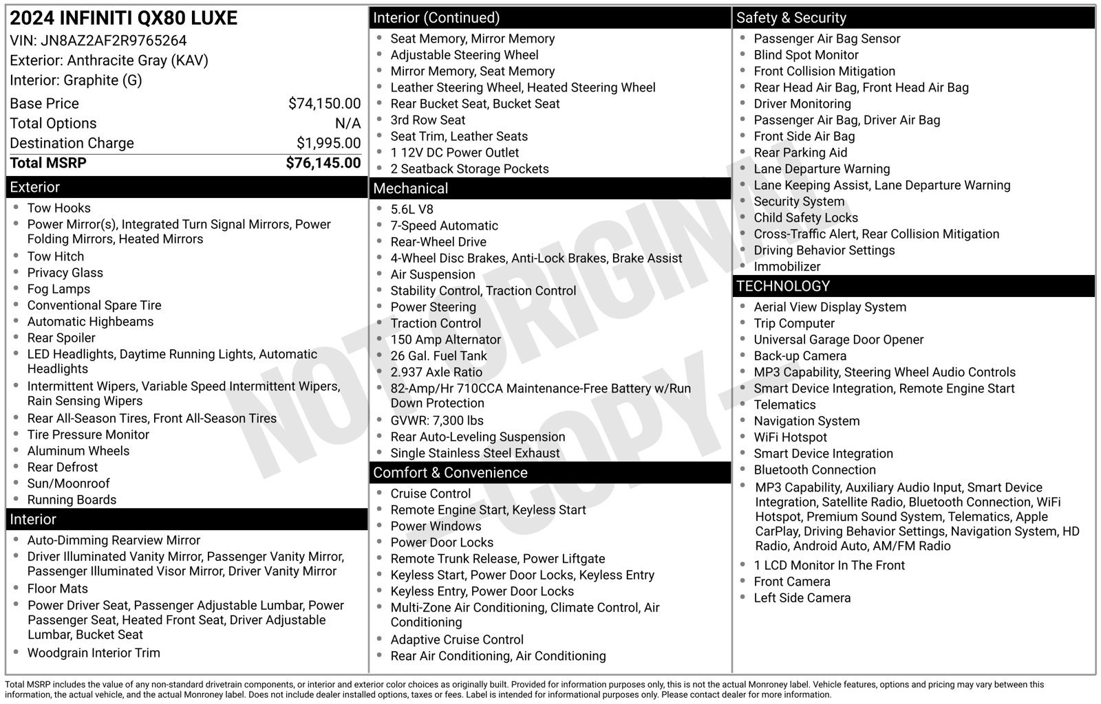 Certified 2024 INFINITI QX80 Luxe RWD image 8