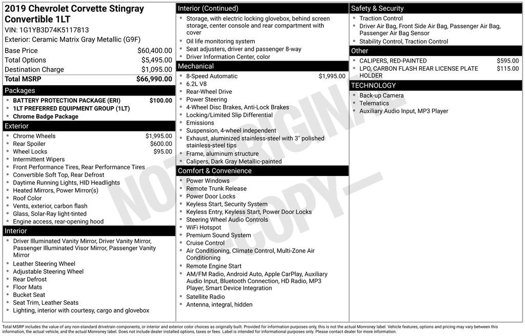 Used 2019 Chevrolet Corvette Stingray Convertible w/ Battery Protection Package image 41