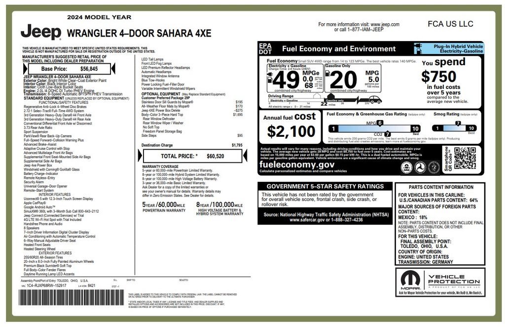 Used 2024 Jeep Wrangler Unlimited Sahara AWD/4WD image 3
