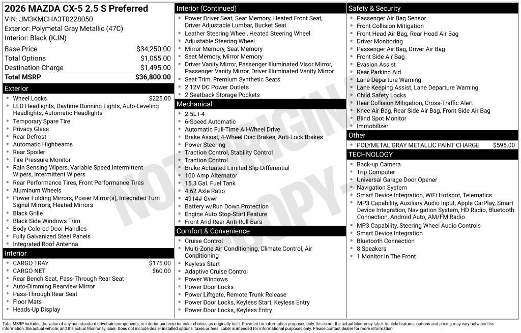 New 2026 MAZDA CX-5 Preferred AWD/4WD image 33