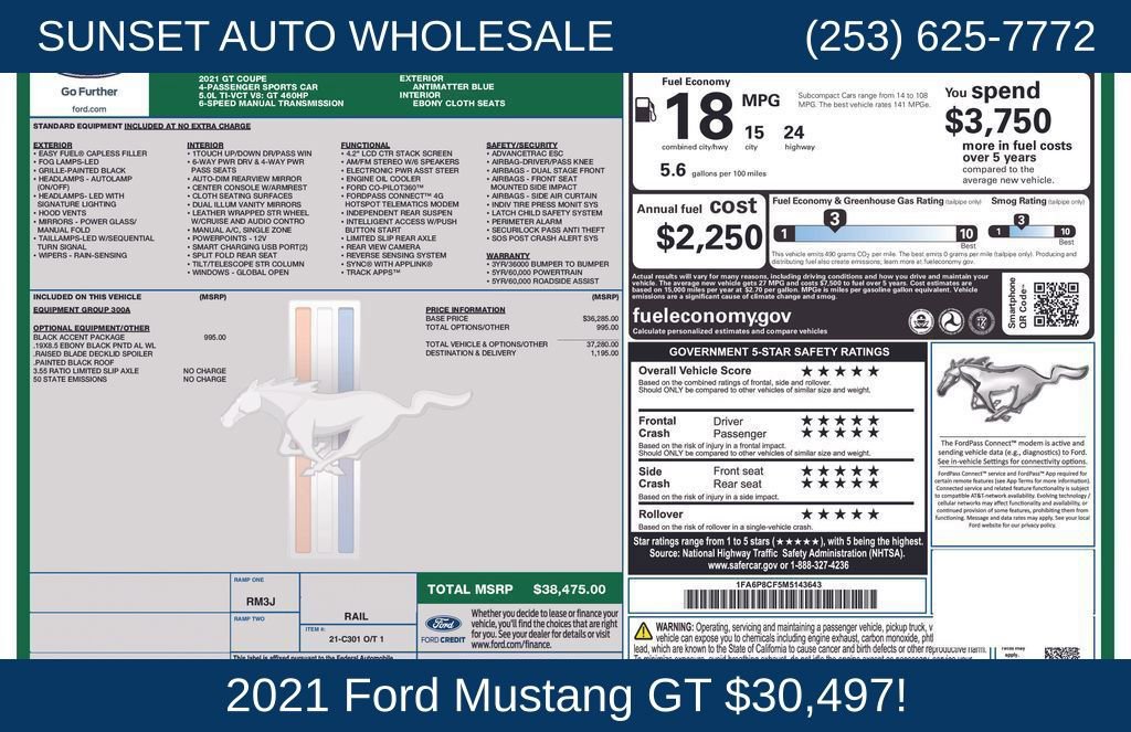 Used 2021 Ford Mustang GT w/ Black Accent Package image 34