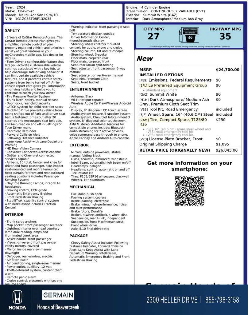 Used 2024 Chevrolet Malibu LS FWD image 31