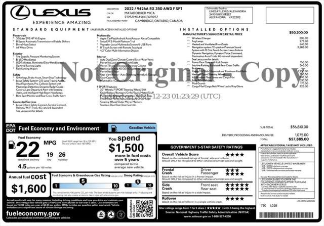 Used 2022 Lexus RX 350 F Sport w/ Accessory Package AWD/4WD image 4
