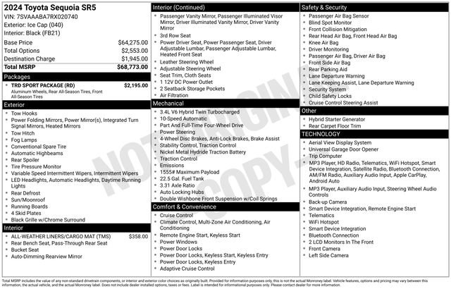 Used 2024 Toyota Sequoia SR5 w/ TRD Sport Package AWD/4WD image 4