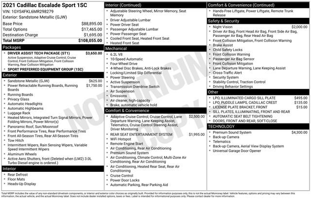 Used 2021 Cadillac Escalade Sport w/ Driver Assist Tech Package image 8