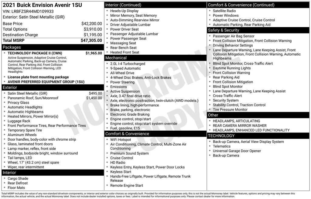 Used 2021 Buick Envision Avenir w/ Technology Package II image 35