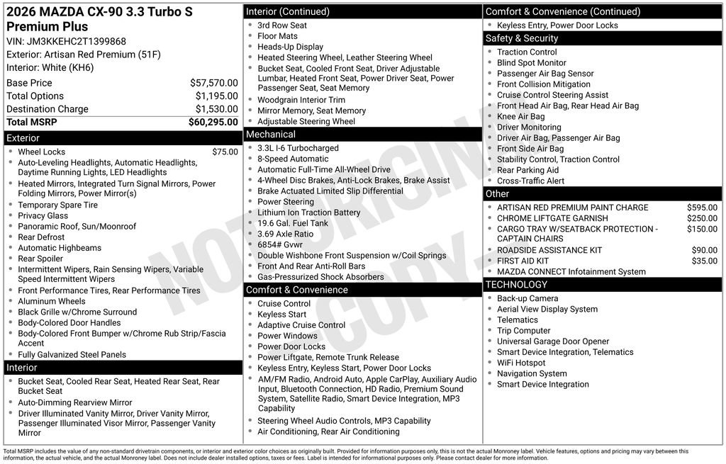 New 2026 MAZDA CX-90 3.3 Turbo S w/ Premium Plus AWD/4WD image 35