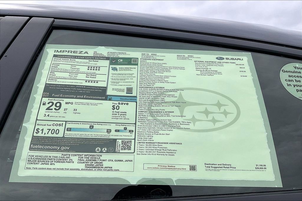 New 2026 Subaru Impreza 2.0i Sport image 17
