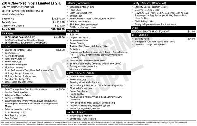 Used 2014 Chevrolet Impala LT w/ LT Sunroof Package FWD image 29