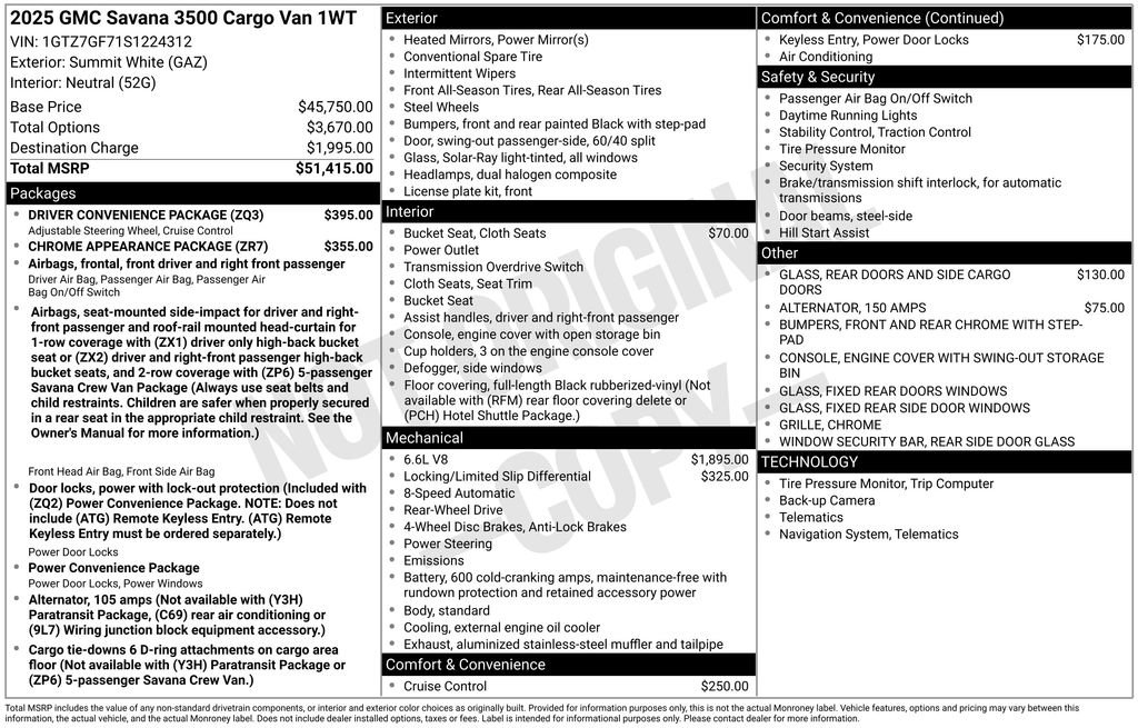New 2025 GMC Savana 3500 w/ Driver Convenience Package RWD image 37