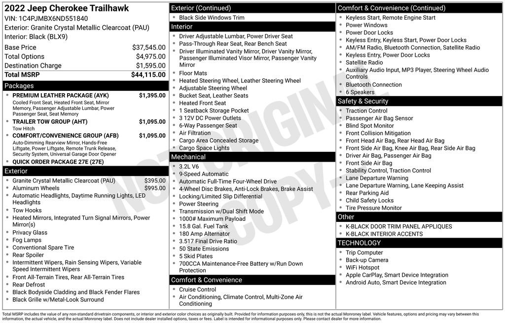 Used 2022 Jeep Cherokee Trailhawk w/ Premium Leather Package image 32