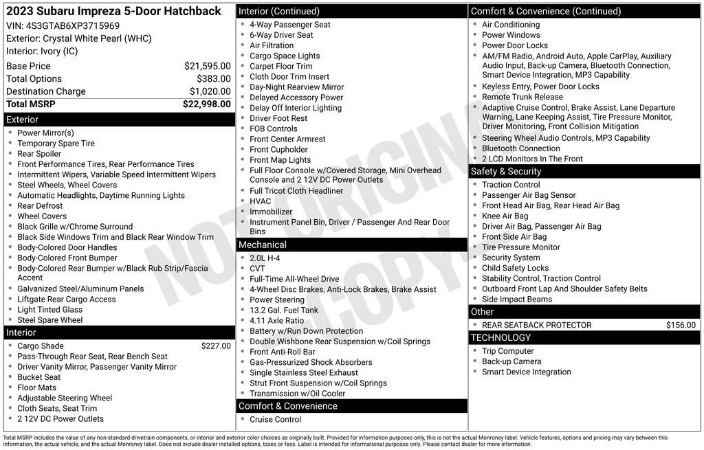 Used 2023 Subaru Impreza 2.0i image 39