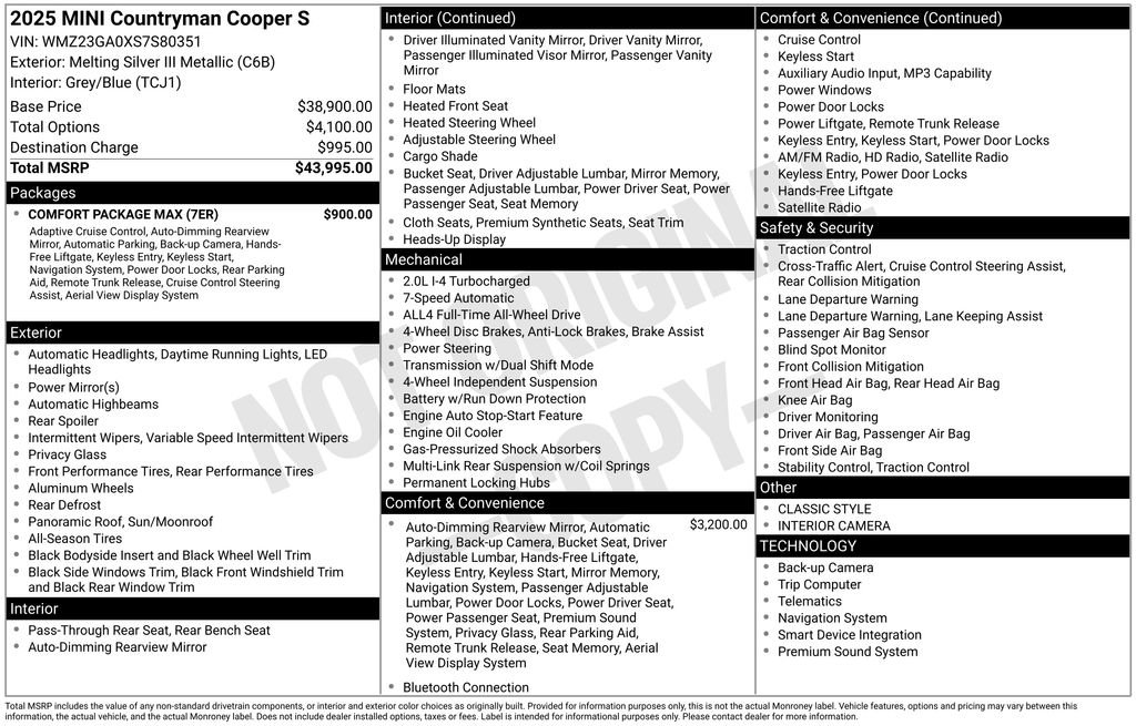 Certified 2025 MINI Cooper Countryman S w/ Comfort Package Max image 12