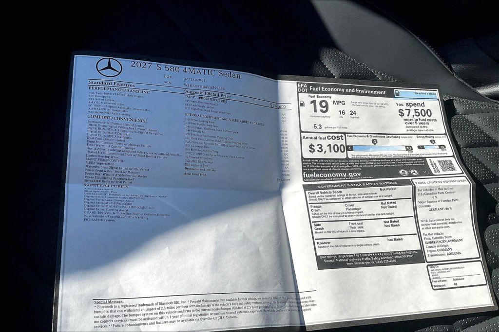 New 2027 Mercedes-Benz S 580 4MATIC Sedan image 13