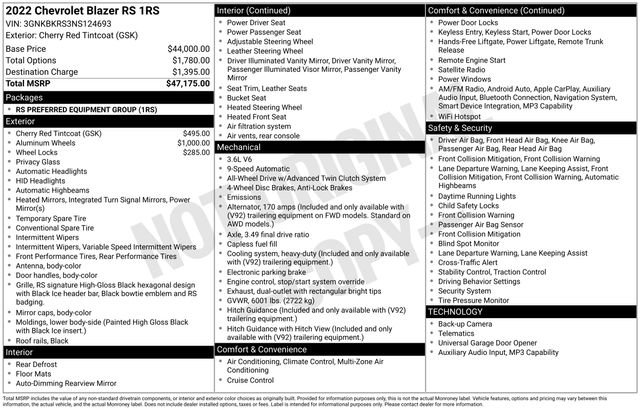 Used 2022 Chevrolet Blazer RS image 39