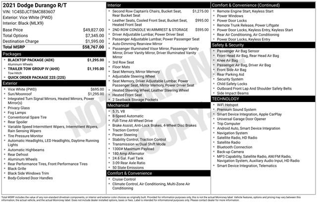 Used 2021 Dodge Durango R/T w/ Blacktop Package AWD/4WD image 15