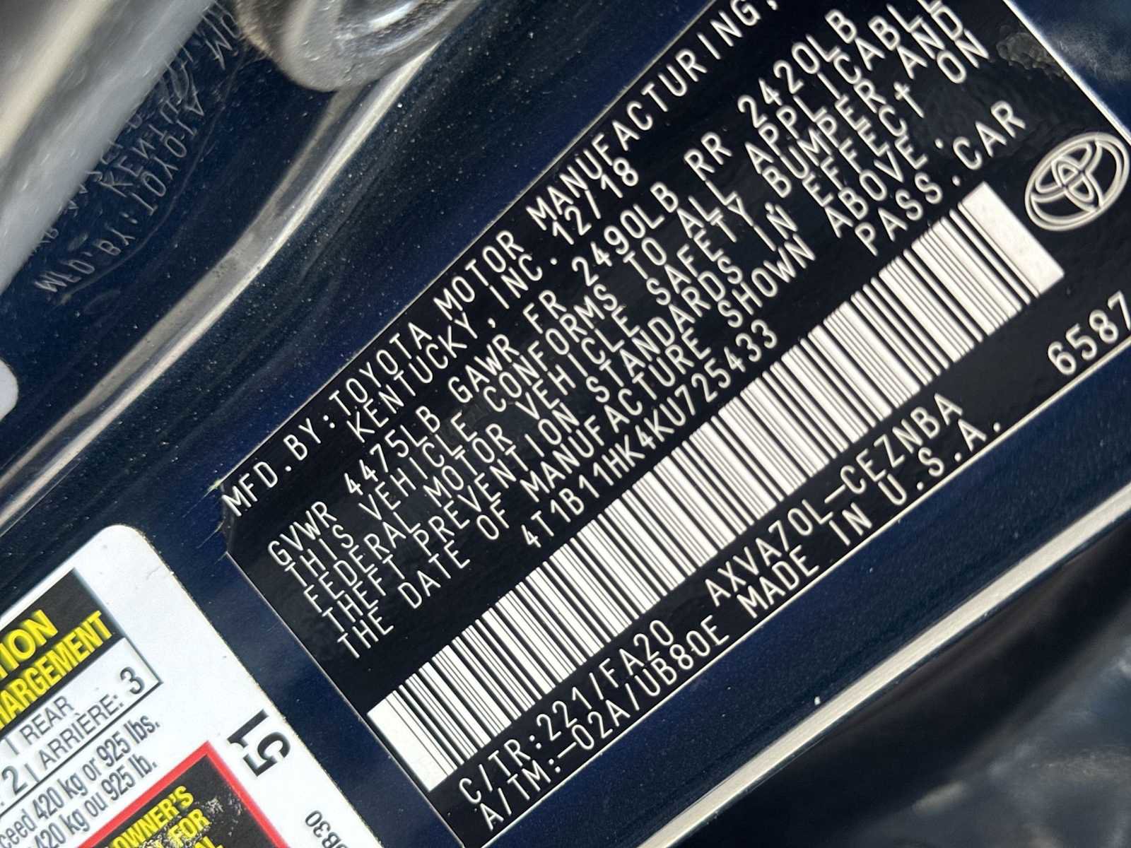 Used 2019 Toyota Camry LE w/ Protection Package (Q2) FWD image 25