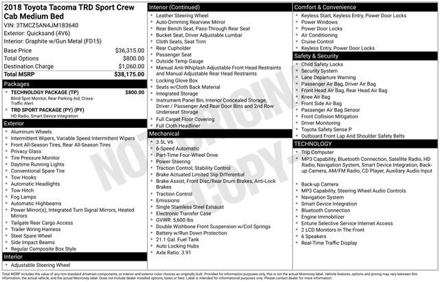 Used 2018 Toyota Tacoma TRD Sport w/ Technology Package AWD/4WD image 13