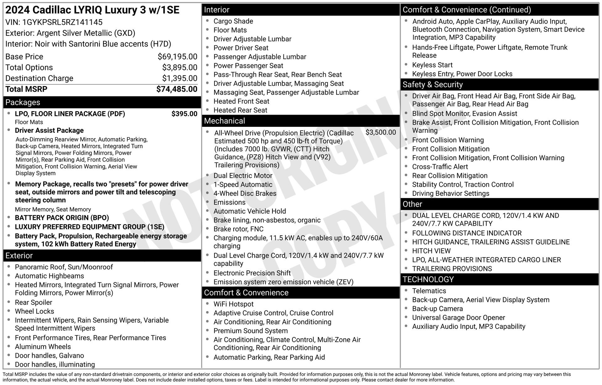 Certified 2024 Cadillac Lyriq Luxury w/ LPO, Floor Liner Package image 44