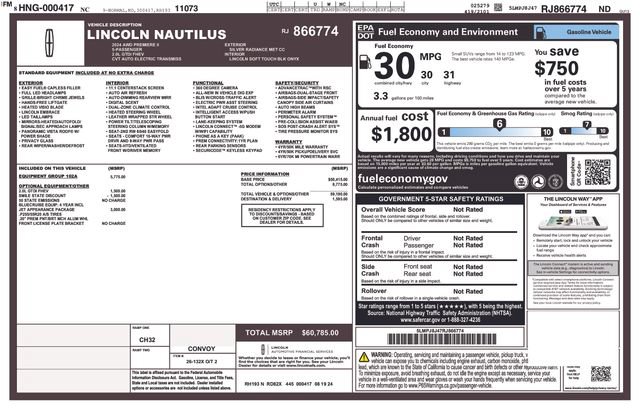 Used 2024 Lincoln Nautilus Premier w/ Equipment Group 102A AWD/4WD image 27