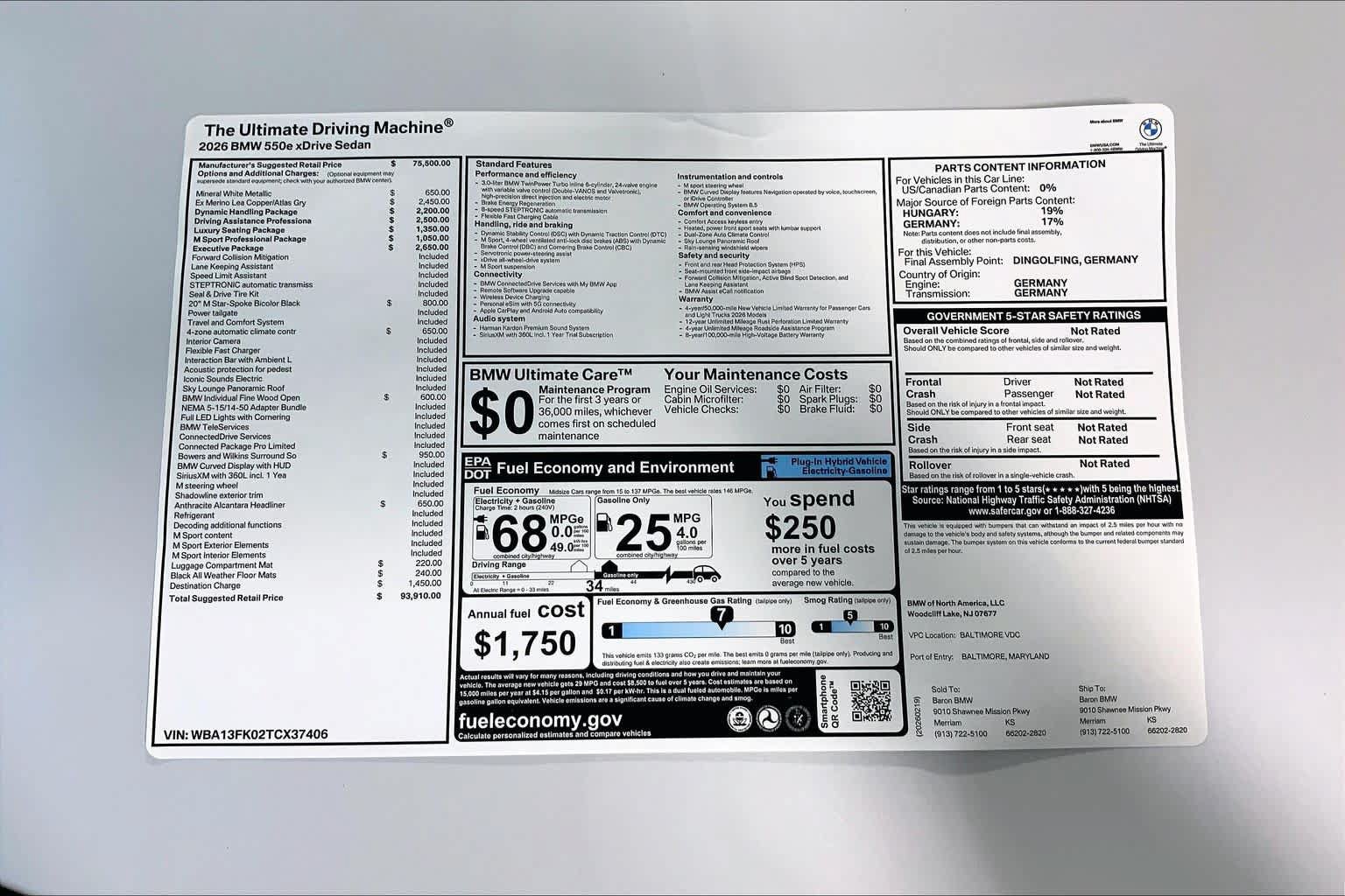 New 2026 BMW 550e xDrive w/ Executive Package AWD/4WD image 22
