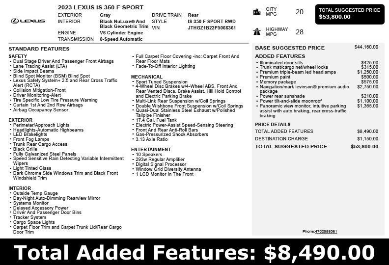 Used 2023 Lexus IS 350 F Sport image 3