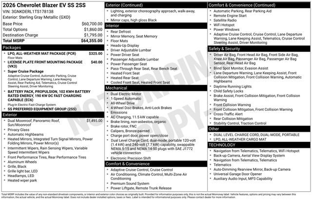 New 2026 Chevrolet Blazer EV SS w/ LPO, All-Weather Mat Package AWD/4WD image 27