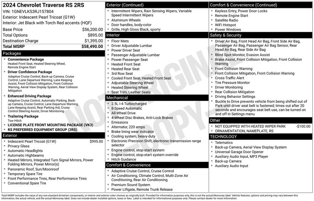 Used 2024 Chevrolet Traverse RS image 2