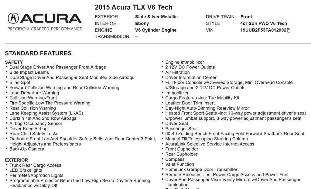 Used 2015 Acura TLX V6 w/ Technology Package FWD image 18