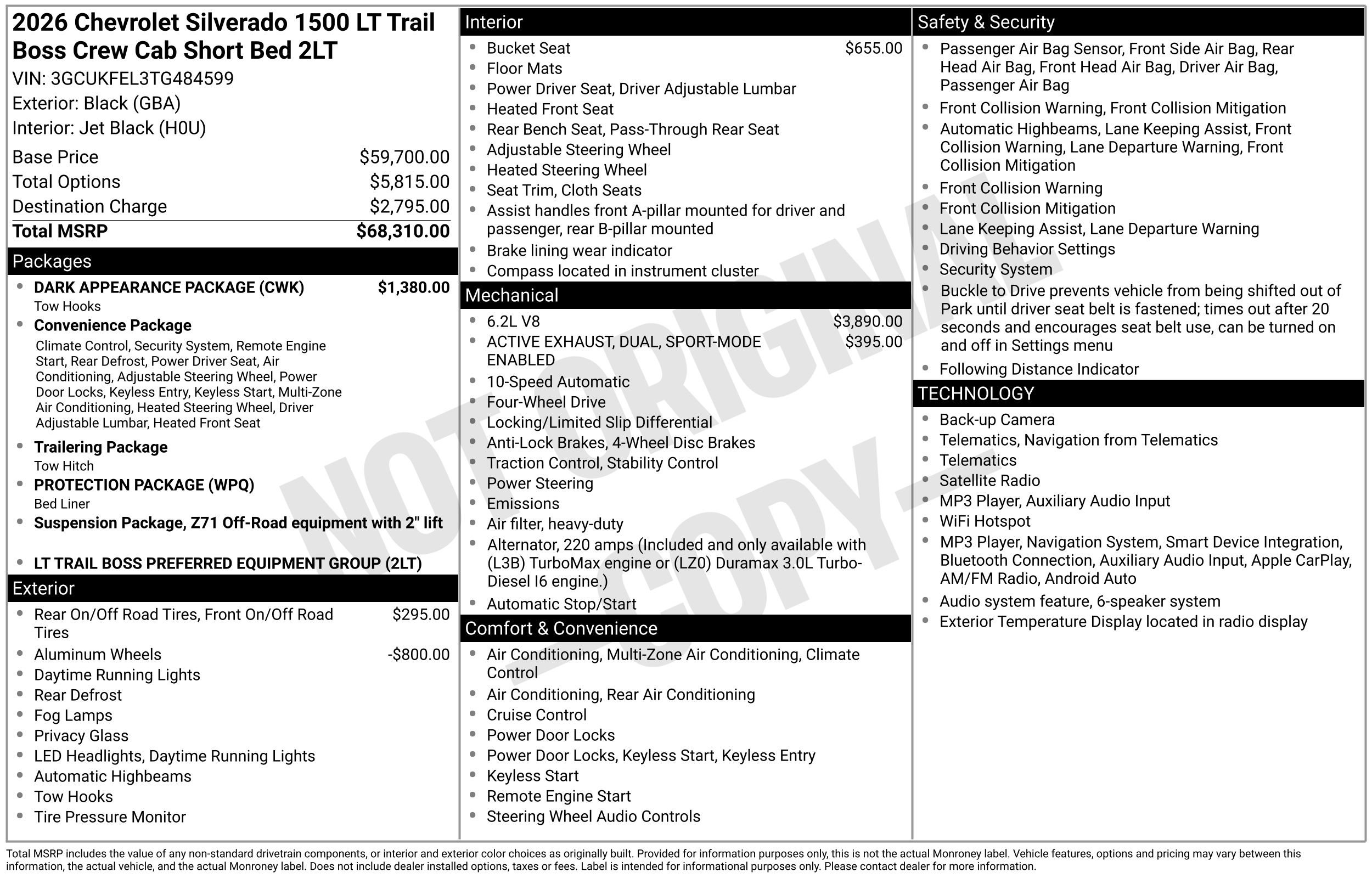 New 2026 Chevrolet Silverado 1500 LT Trail Boss w/ Dark Appearance Package AWD/4WD image 3