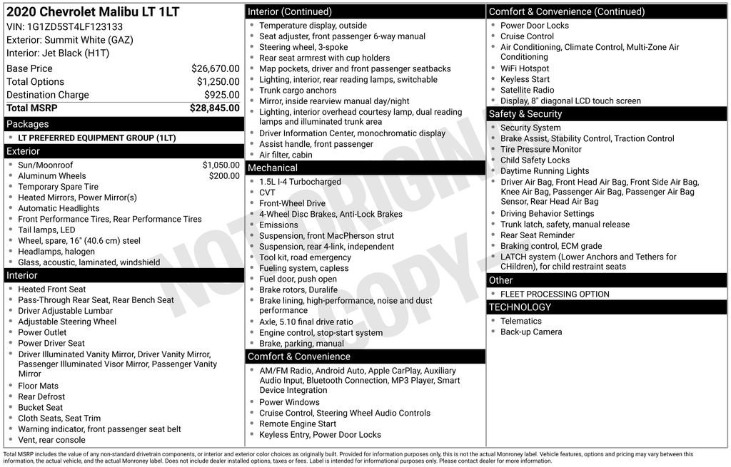 Used 2020 Chevrolet Malibu LT FWD image 5