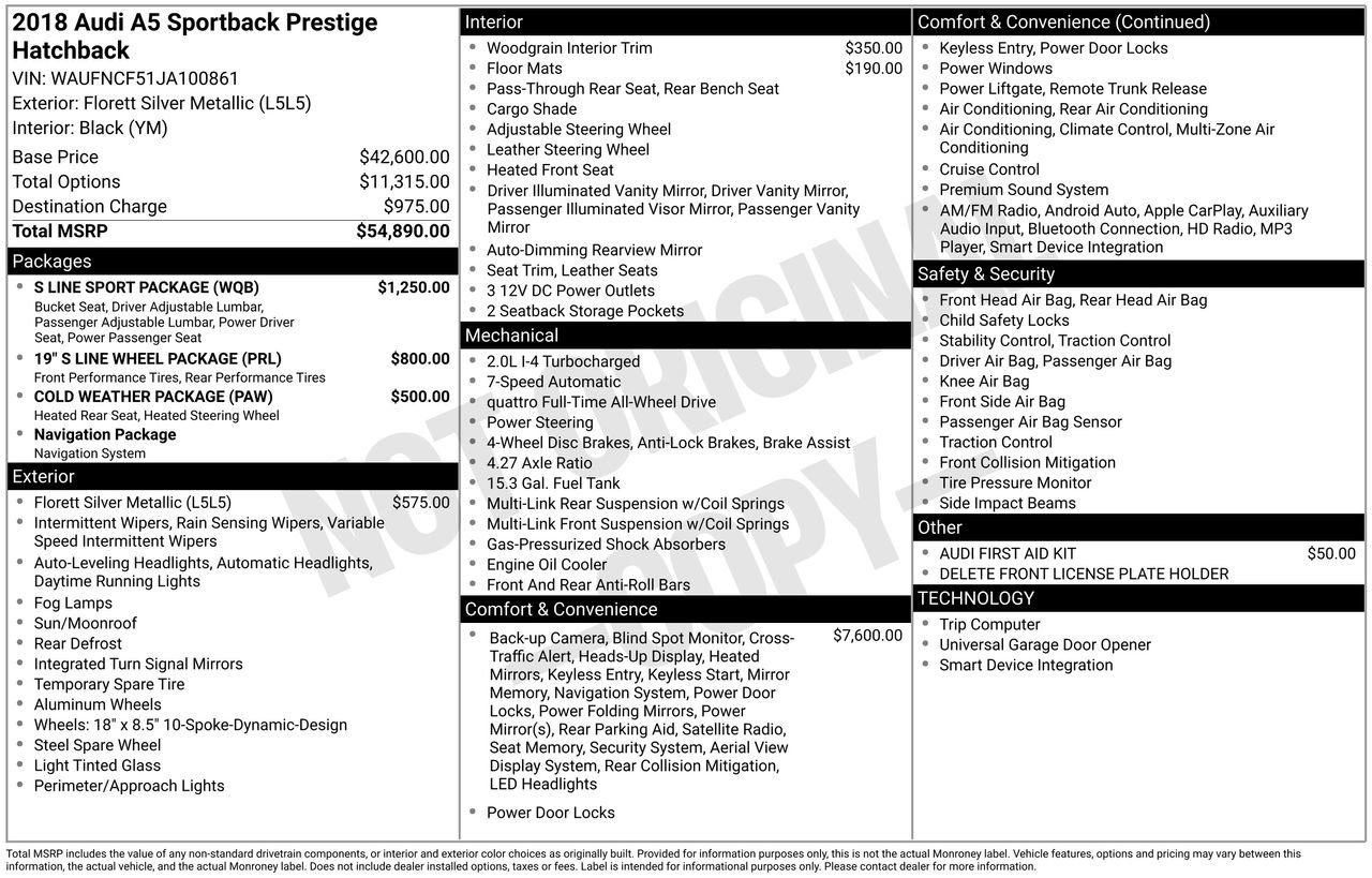 Used 2018 Audi A5 2.0T Prestige w/ S Line Sport Package image 40