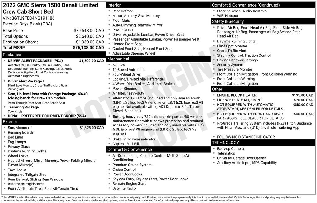 Used 2022 GMC Sierra 1500 Denali w/ Driver Alert Package II AWD/4WD image 44