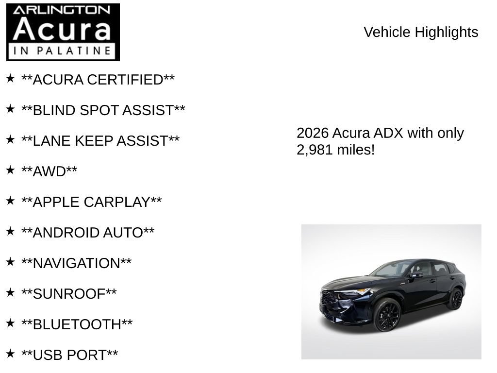 Certified 2026 Acura ADX A-Spec w/ Advance Package AWD/4WD image 7