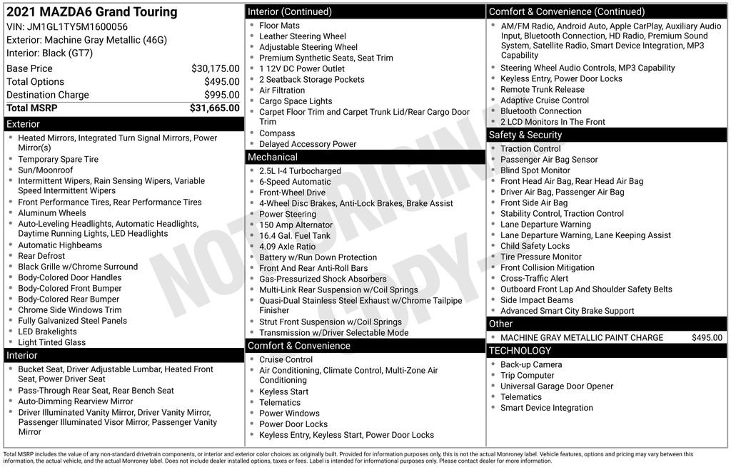 Used 2021 MAZDA MAZDA6 Grand Touring image 17