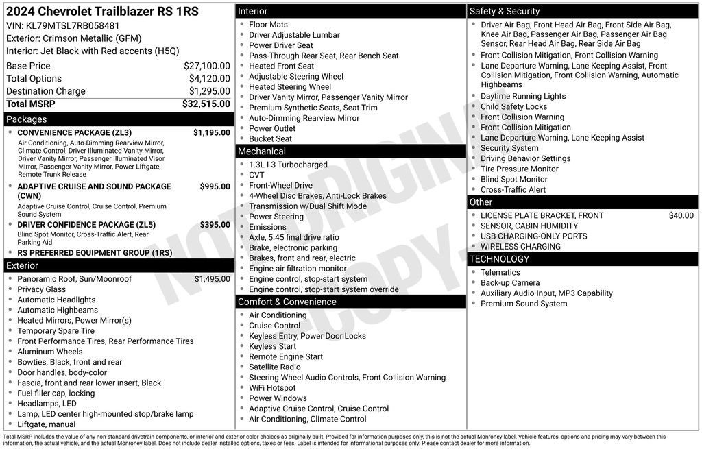 Certified 2024 Chevrolet TrailBlazer RS w/ Convenience Package FWD image 36