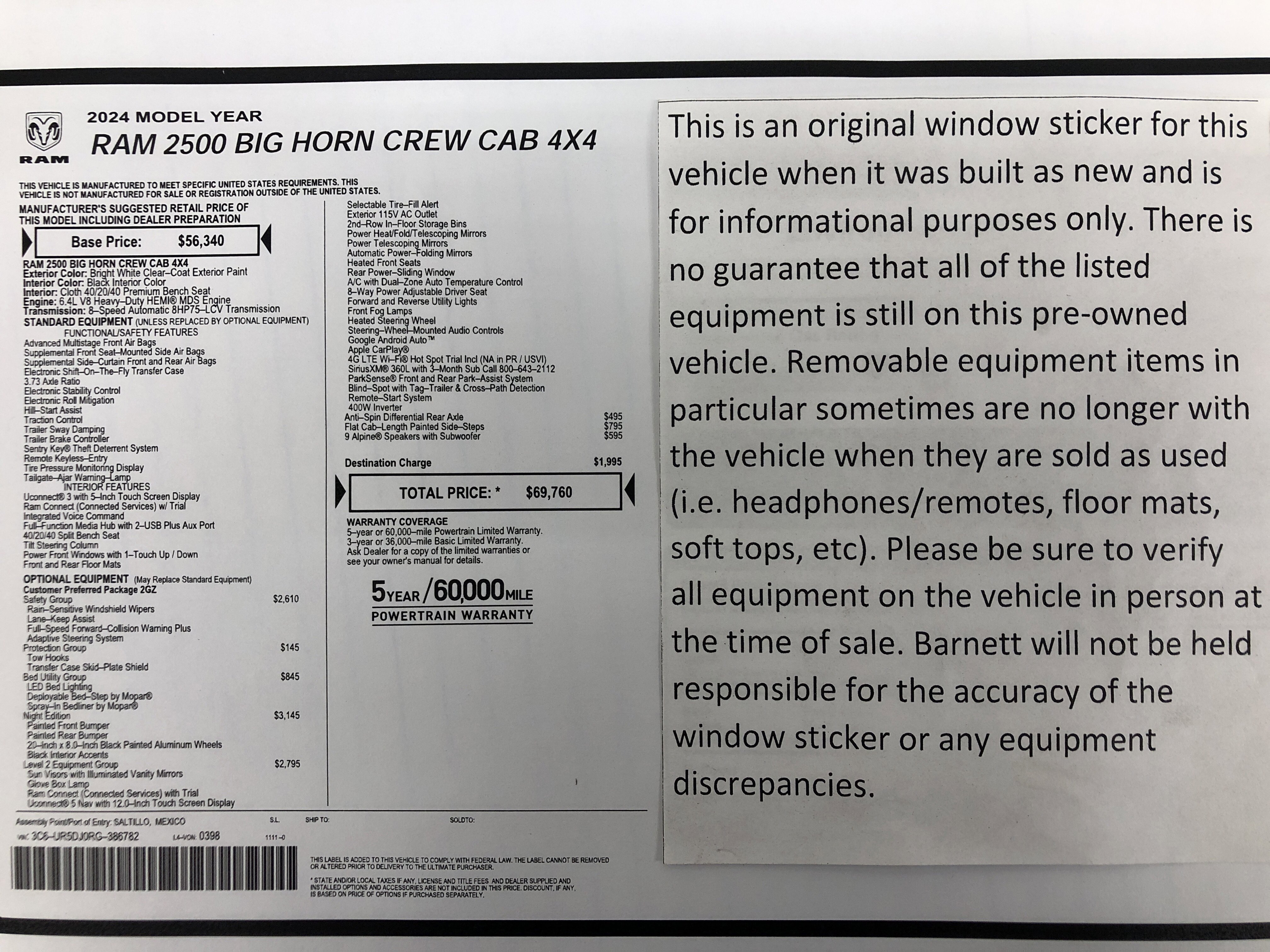 Certified 2024 RAM 2500 Big Horn w/ Night Edition AWD/4WD image 2