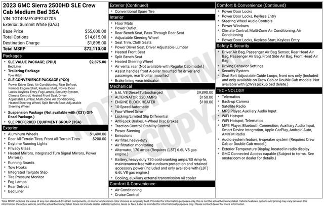 Used 2023 GMC Sierra 2500 SLE w/ SLE Value Package; AWD/4WD image 3