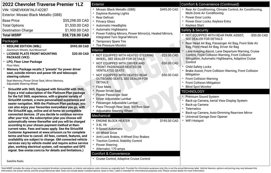 Used 2022 Chevrolet Traverse Premier w/ Redline Edition AWD/4WD image 33