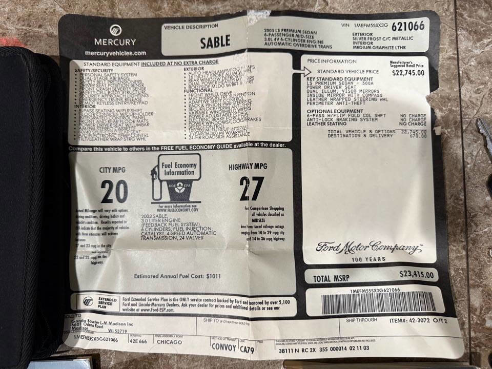 Used 2003 Mercury Sable LS Premium image 29