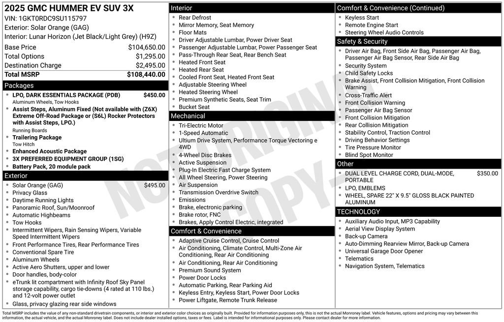Used 2025 GMC Hummer EV 3X w/ LPO, Dark Essentials Package AWD/4WD image 3