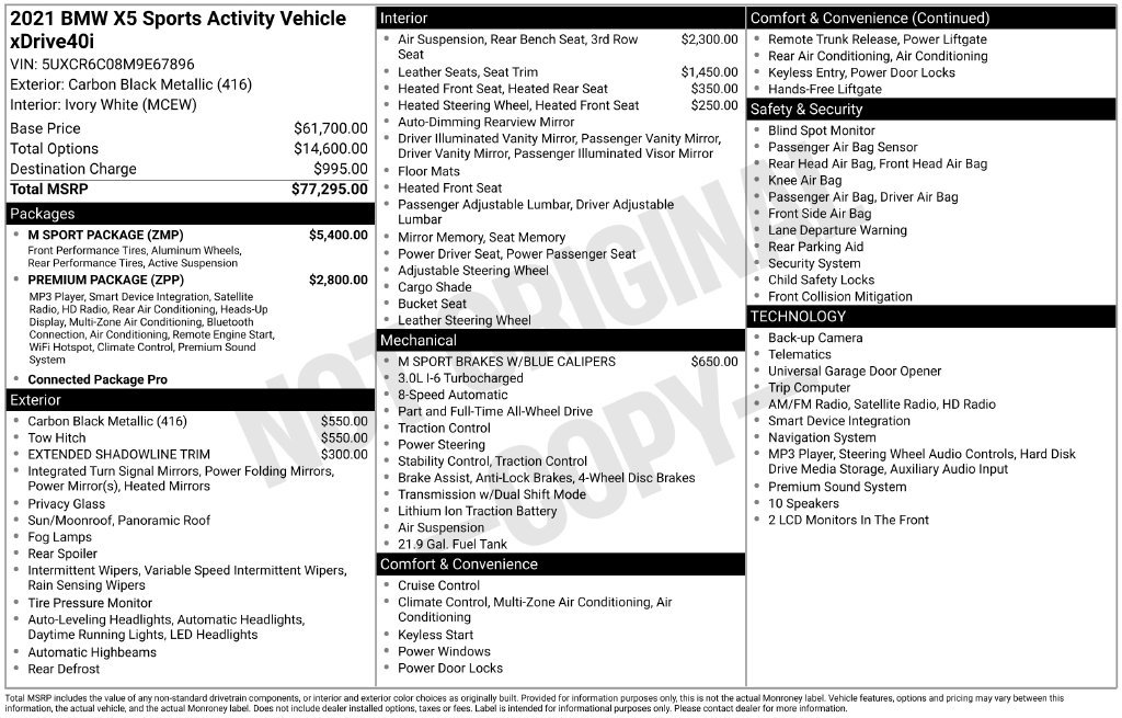 Used 2021 BMW X5 xDrive40i w/ M Sport Package AWD/4WD image 2