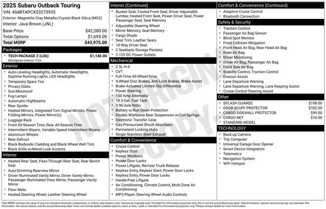 New 2025 Subaru Outback Touring w/ Tech Package 2
