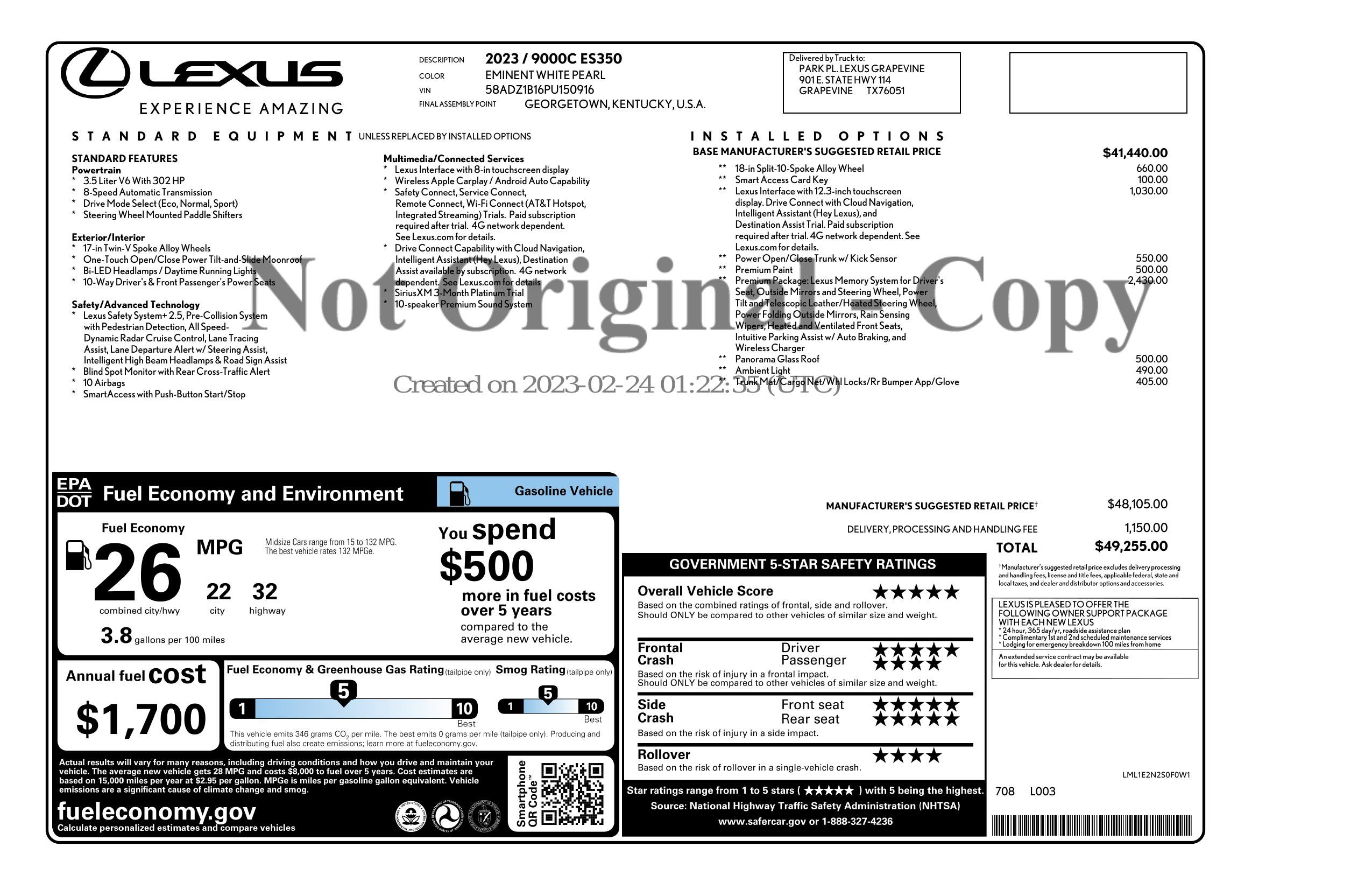 Used 2023 Lexus ES 350 w/ Premium Package FWD image 3
