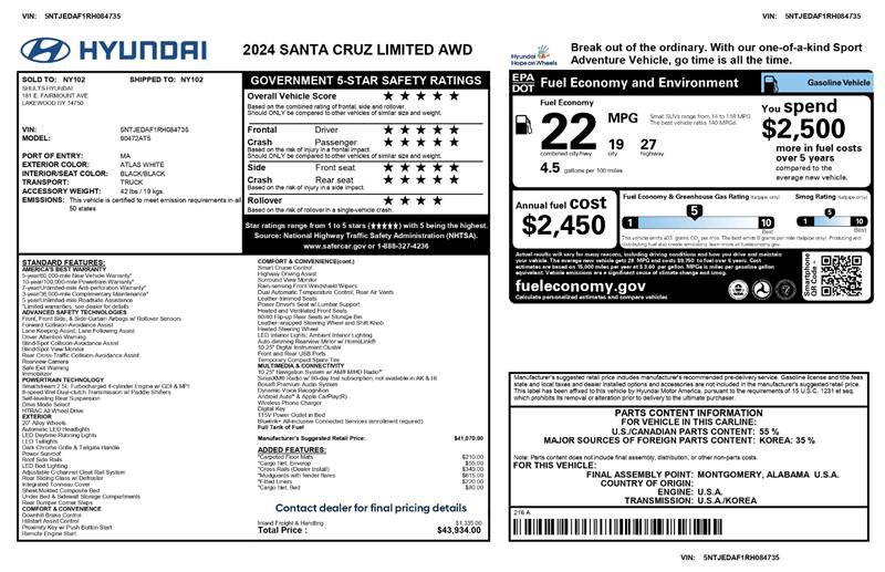 Used 2024 Hyundai Santa Cruz Limited image 43